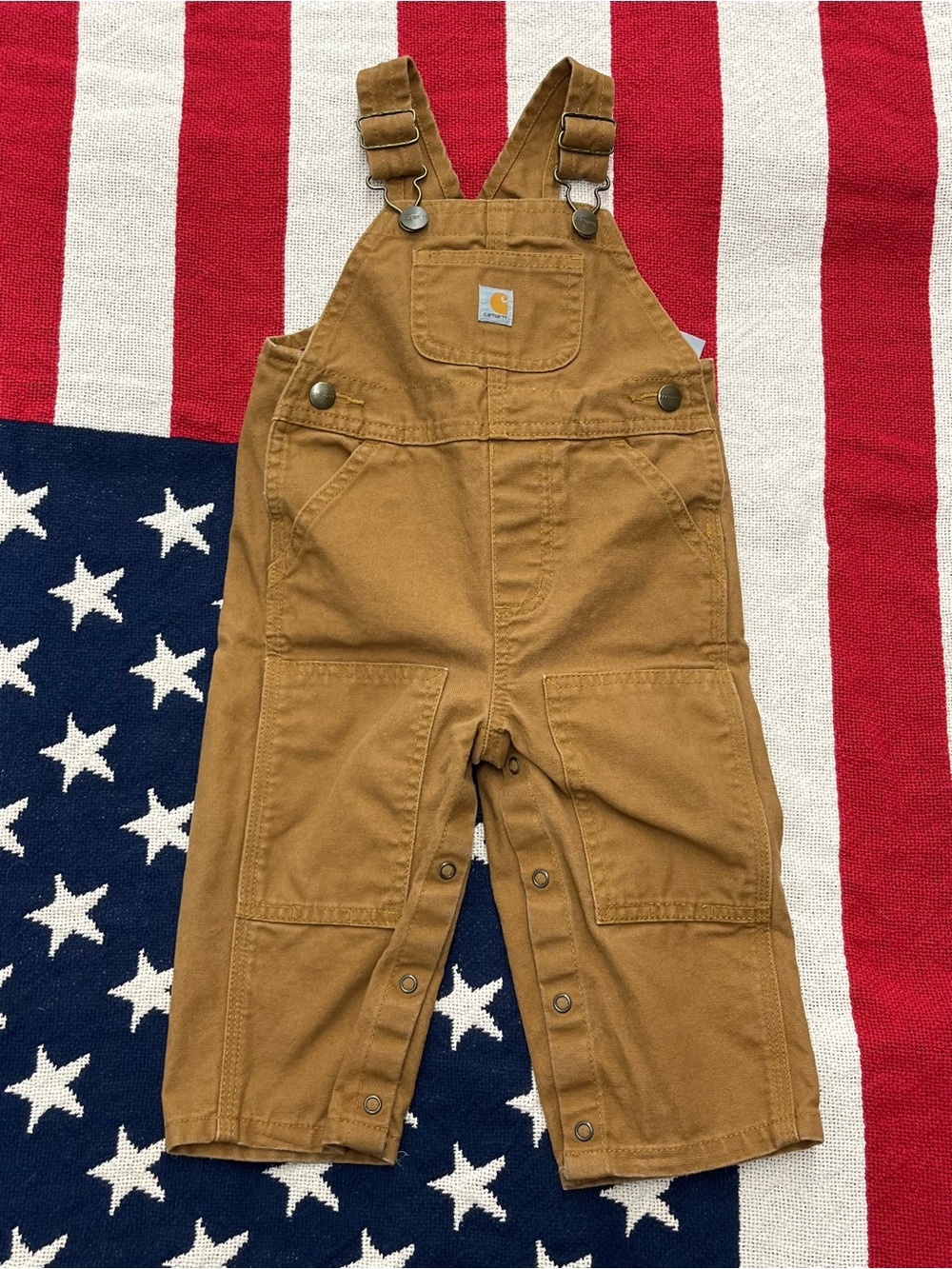 Carhartt Kids Tan Brown Canvas Overalls Size 12 Months